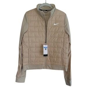 Nike Therma Fit Size M Beige Running Jacket Women's Quilted Full Zip NWT